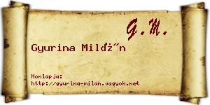 Gyurina Milán névjegykártya